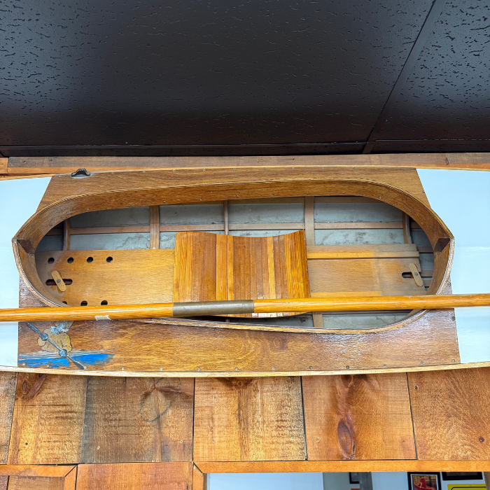 Vintage Wooden & Canvas K1 Sprint Kayak + Paddle