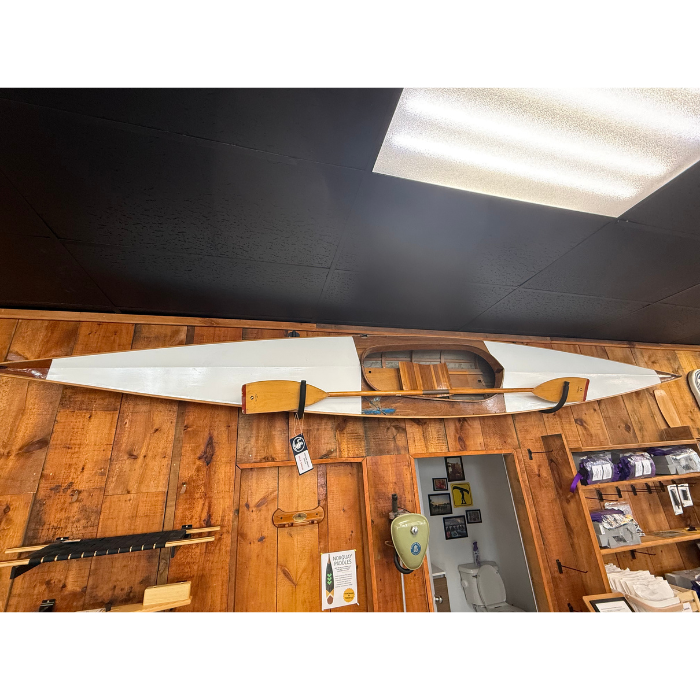 Vintage Wooden & Canvas K1 Sprint Kayak + Paddle