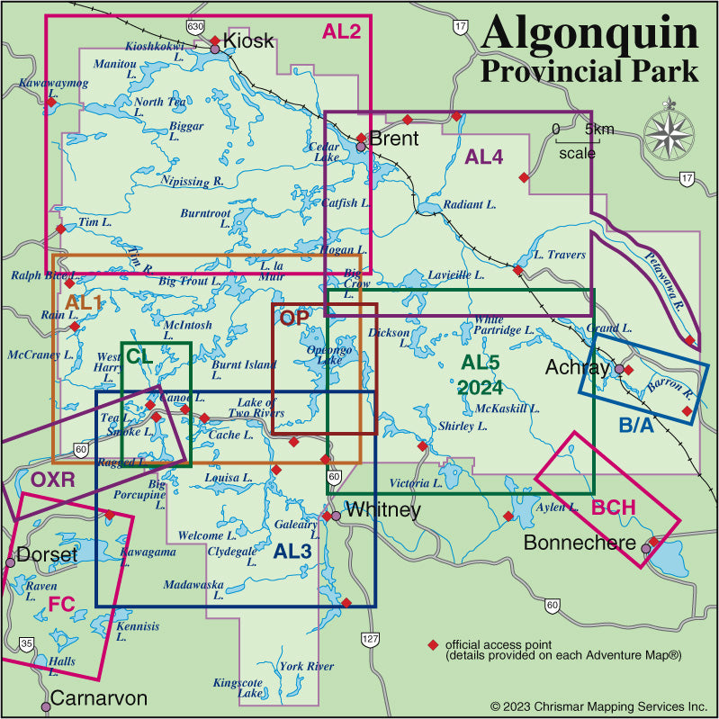 Chrismar Maps: Algonquin - Canoe Lake/Tom Thomson Close-up