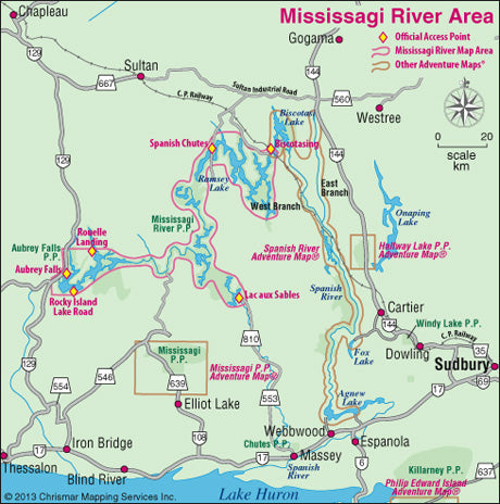 Chrismar Maps: Mississagi River & Aubrey Falls Provincial Park