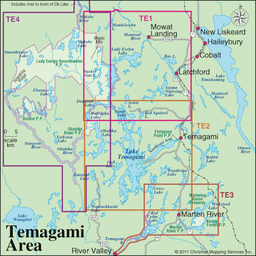 Chrismar Maps: Temagami Canoe Routes Planning Map